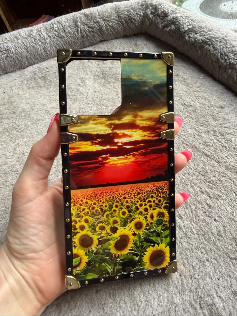 iPhone 13 Pro Max Sunflower Sunset Phone Case with Brass Accents